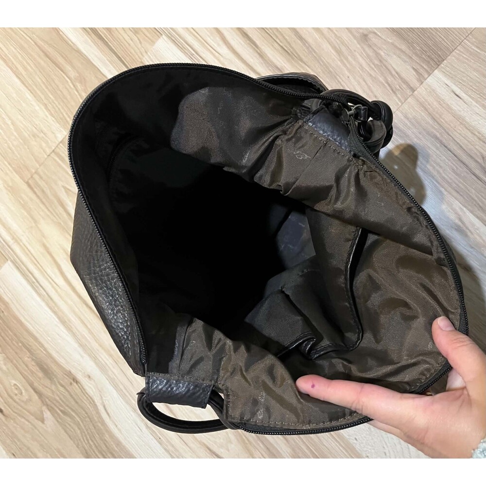 Vintage Eddie Bauer Brown Pebbled Leather Hobo Bag Slouchy Shoulder Purse Large
